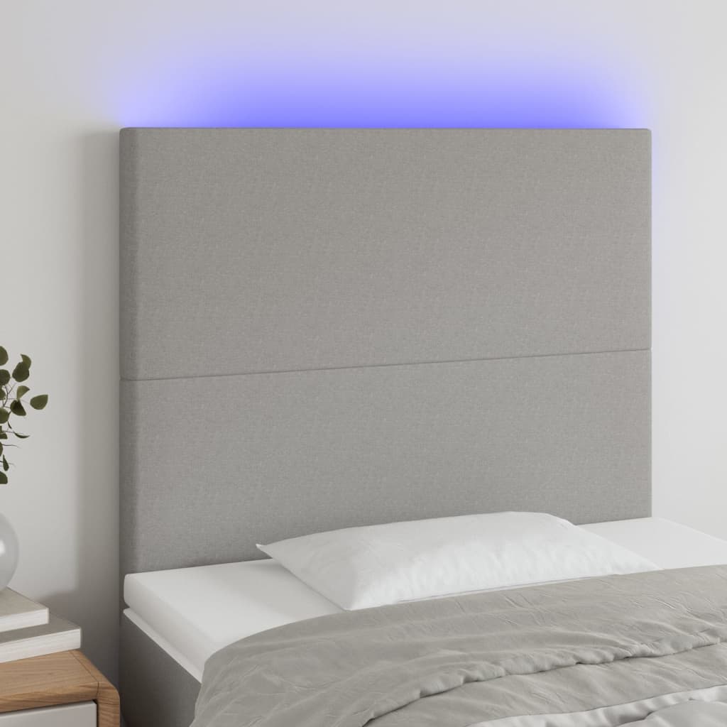 Tête de lit à LED Gris clair 80x5x118/128 cm Tissu Têtes et pieds de lit vidaXL   