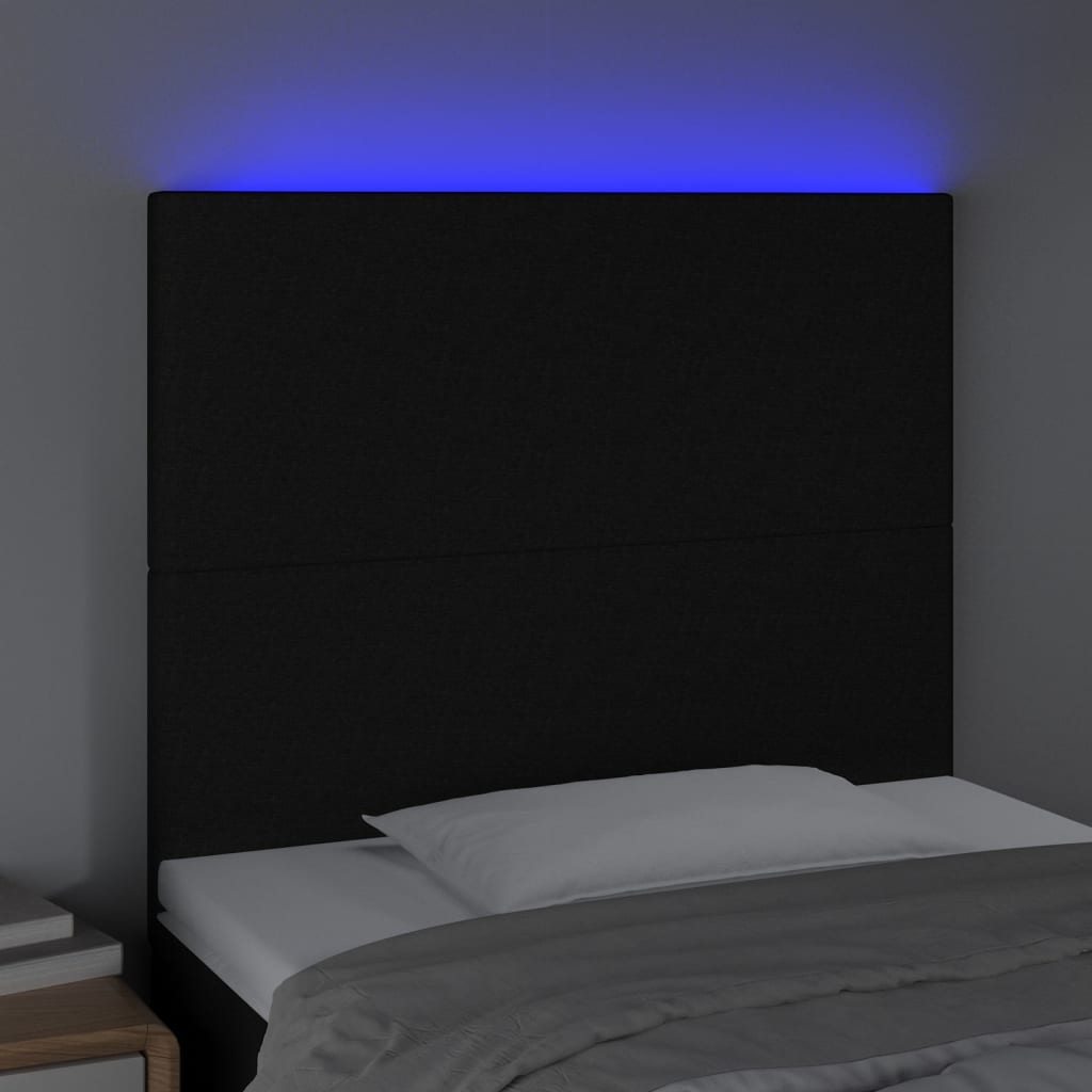 Tête de lit à LED Noir 80x5x118/128 cm Tissu Têtes et pieds de lit vidaXL   