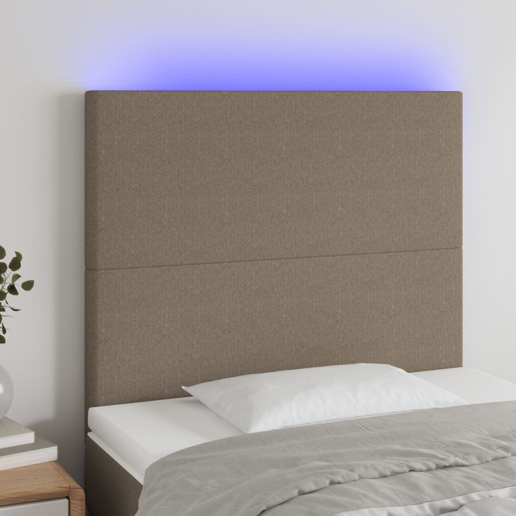 Tête de lit à LED Taupe 80x5x118/128 cm Tissu Têtes et pieds de lit vidaXL   