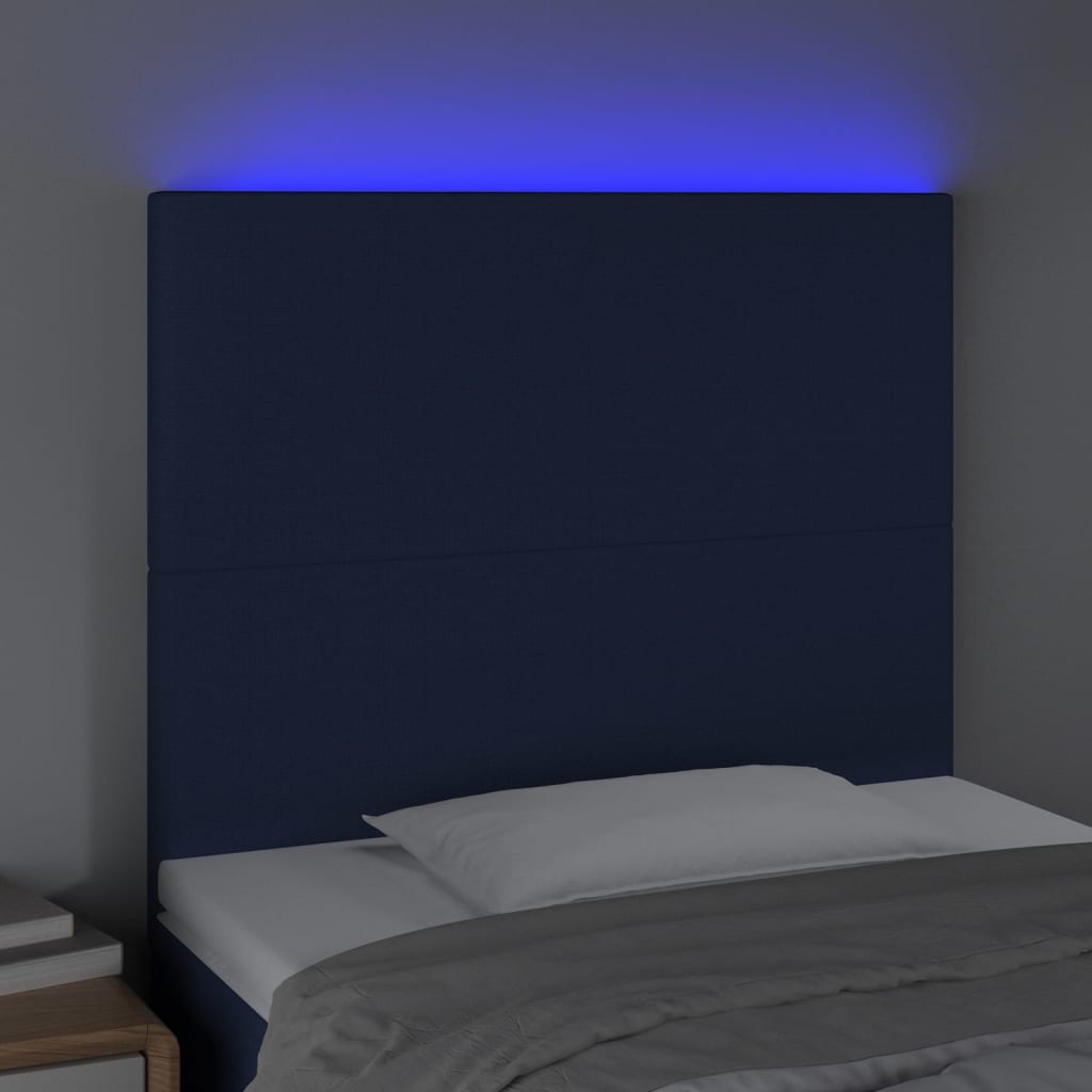 Tête de lit à LED Bleu 80x5x118/128 cm Tissu Têtes et pieds de lit vidaXL   