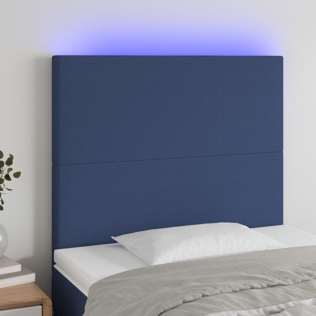 Tête de lit à LED Bleu 80x5x118/128 cm Tissu Têtes et pieds de lit vidaXL   