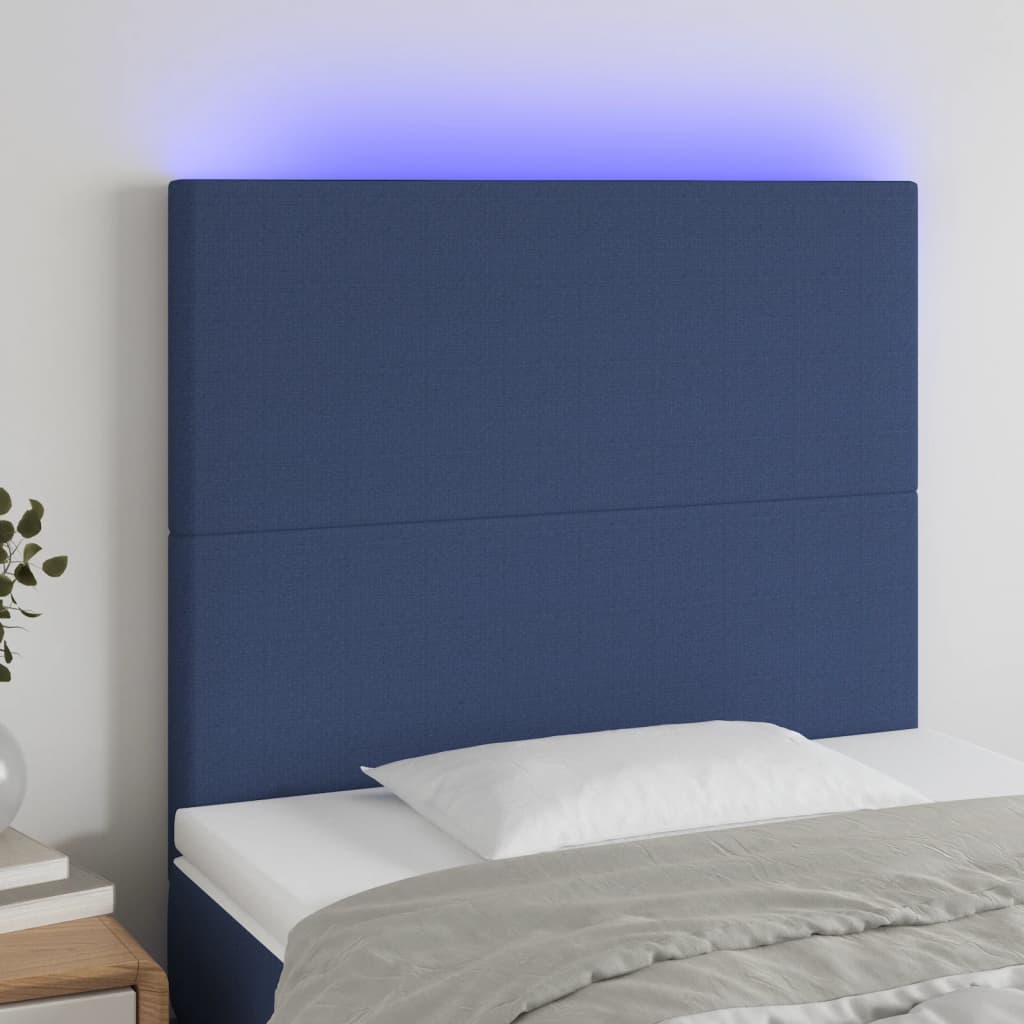 Tête de lit à LED Bleu 90x5x118/128 cm Tissu Têtes et pieds de lit vidaXL   