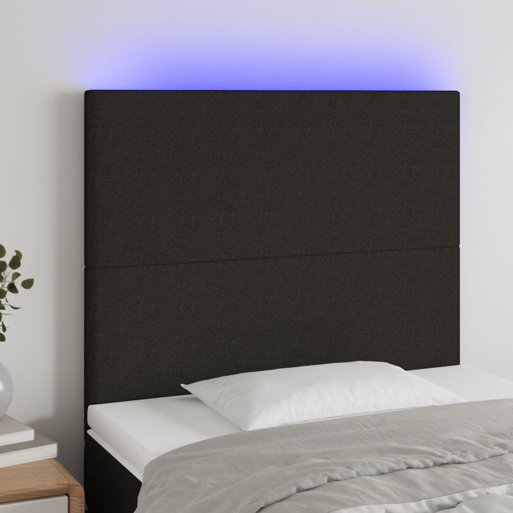 Tête de lit à LED Noir 100x5x118/128 cm Tissu Têtes et pieds de lit vidaXL   