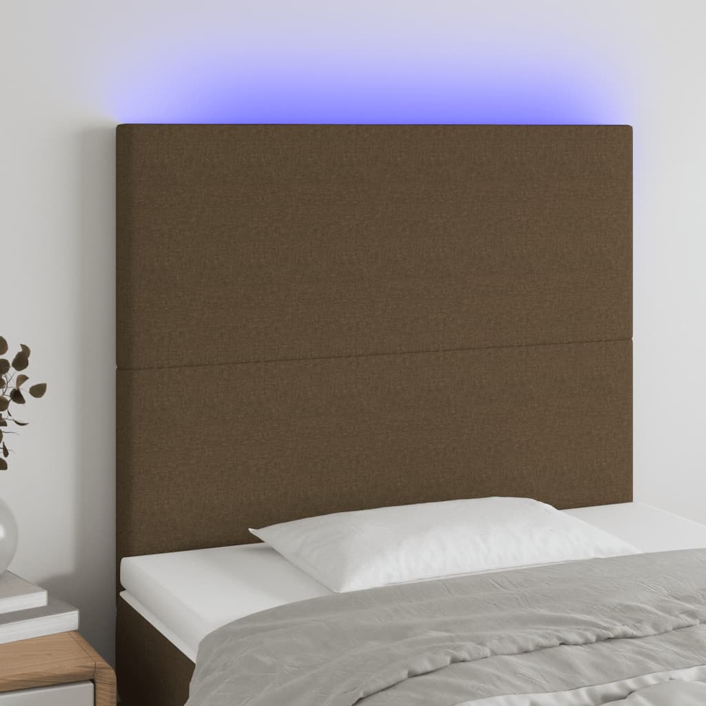 Tête de lit à LED Marron foncé 100x5x118/128 cm Tissu Têtes et pieds de lit vidaXL   