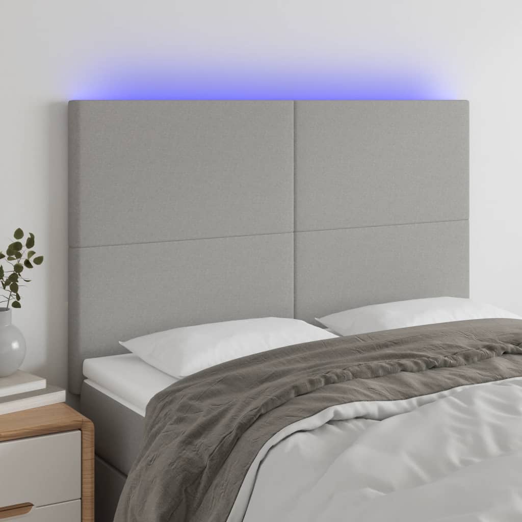 Tête de lit à LED Gris clair 144x5x118/128 cm Tissu Têtes et pieds de lit vidaXL   