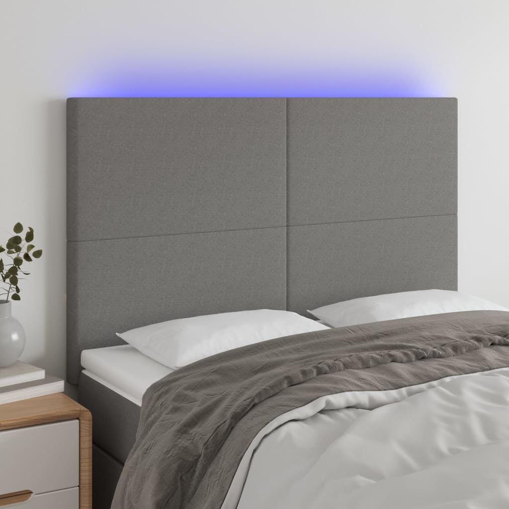 Tête de lit à LED Gris foncé 144x5x118/128 cm Tissu Têtes et pieds de lit vidaXL   