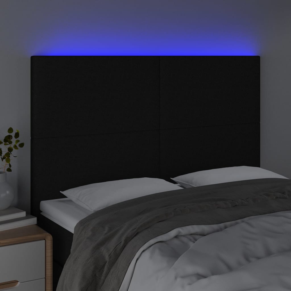 Tête de lit à LED Noir 144x5x118/128 cm Tissu Têtes et pieds de lit vidaXL   