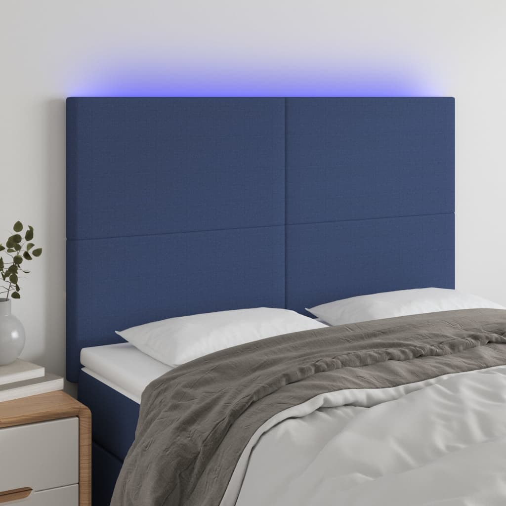 Tête de lit à LED Bleu 144x5x118/128 cm Tissu Têtes et pieds de lit vidaXL   