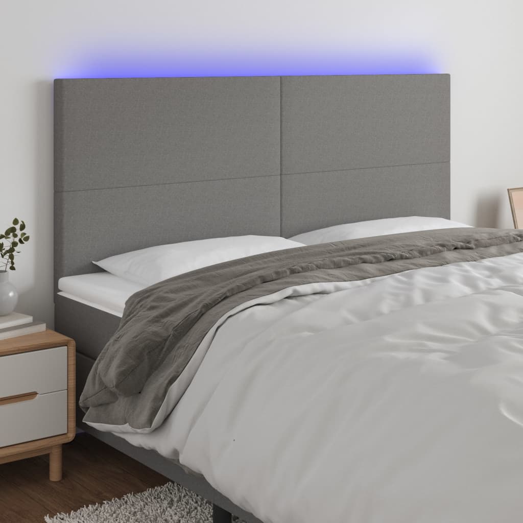 Tête de lit à LED Gris foncé 160x5x118/128 cm Tissu Têtes et pieds de lit vidaXL   