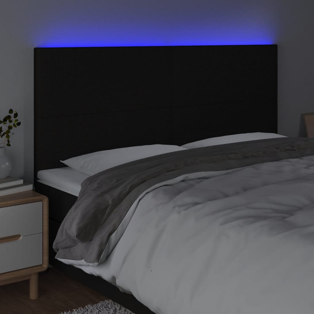 Tête de lit à LED Noir 160x5x118/128 cm Tissu Têtes et pieds de lit vidaXL   