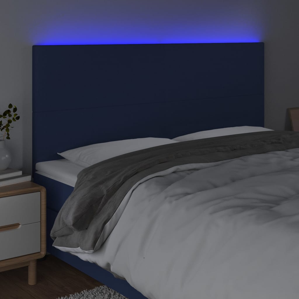 Tête de lit à LED Bleu 160x5x118/128 cm Tissu Têtes et pieds de lit vidaXL   