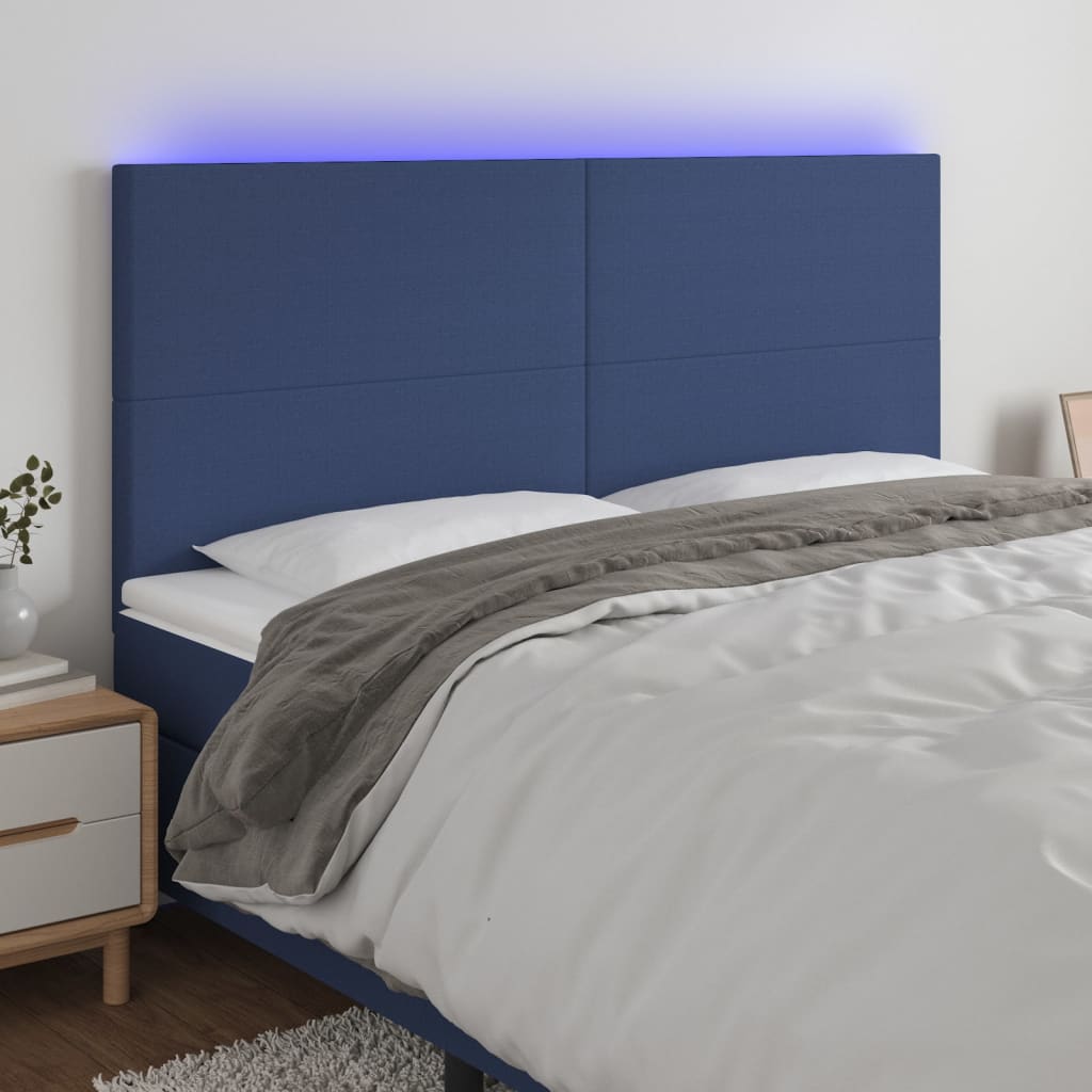 Tête de lit à LED Bleu 160x5x118/128 cm Tissu Têtes et pieds de lit vidaXL   