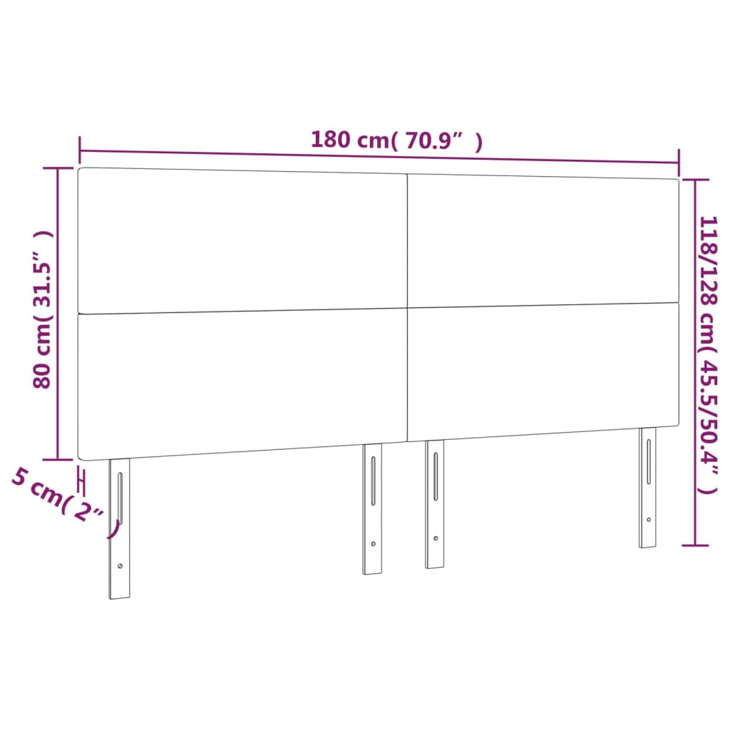 Tête de lit à LED Gris clair 180x5x118/128 cm Tissu Têtes et pieds de lit vidaXL   