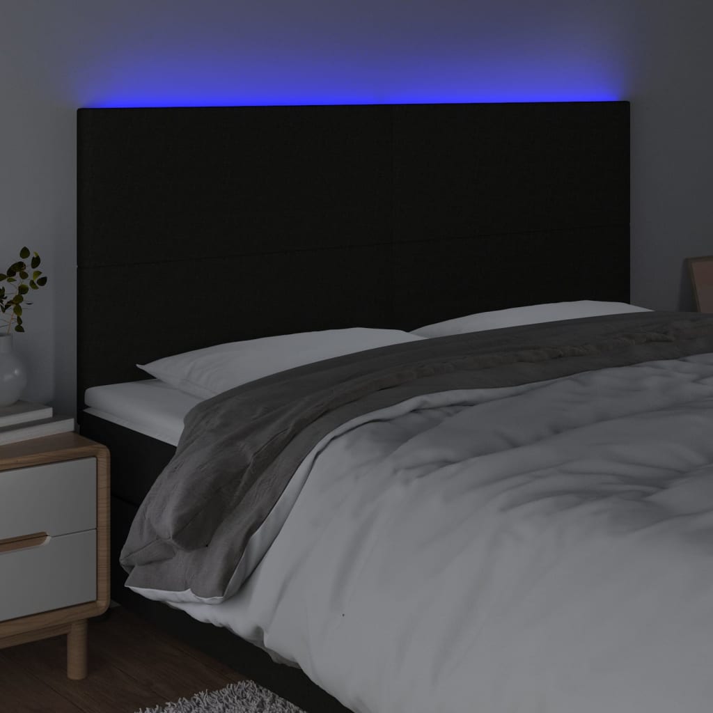 Tête de lit à LED Noir 180x5x118/128 cm Tissu Têtes et pieds de lit vidaXL   