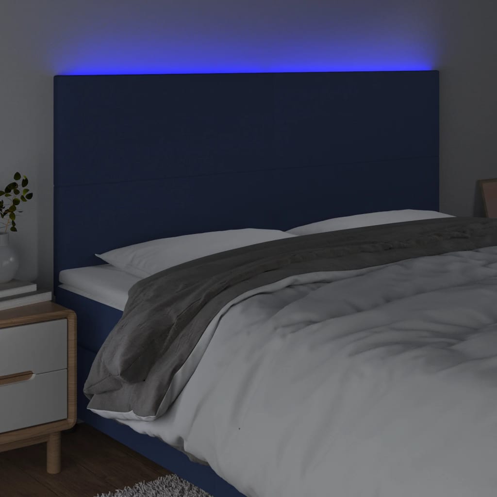 Tête de lit à LED Bleu 180x5x118/128 cm Tissu Têtes et pieds de lit vidaXL   