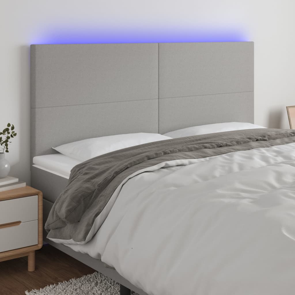 Tête de lit à LED Gris clair 200x5x118/128 cm Tissu Têtes et pieds de lit vidaXL   