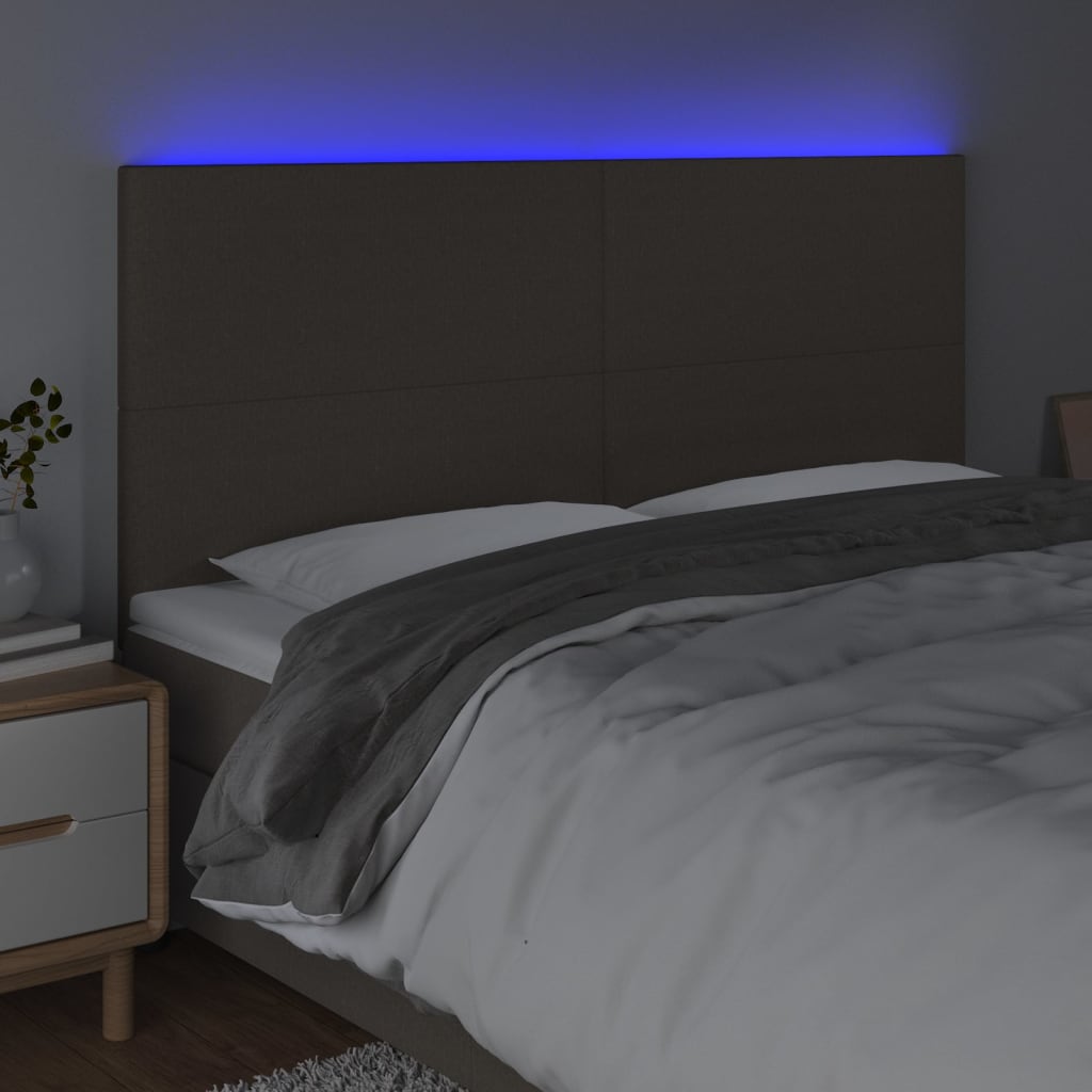 Tête de lit à LED Taupe 200x5x118/128 cm Tissu Têtes et pieds de lit vidaXL   