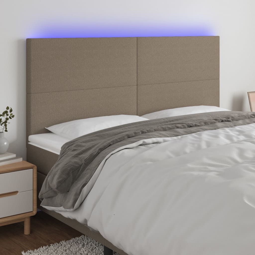 Tête de lit à LED Taupe 200x5x118/128 cm Tissu Têtes et pieds de lit vidaXL   