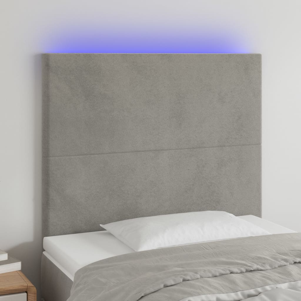 Tête de lit à LED Gris clair 80x5x118/128 cm Velours Têtes et pieds de lit vidaXL   