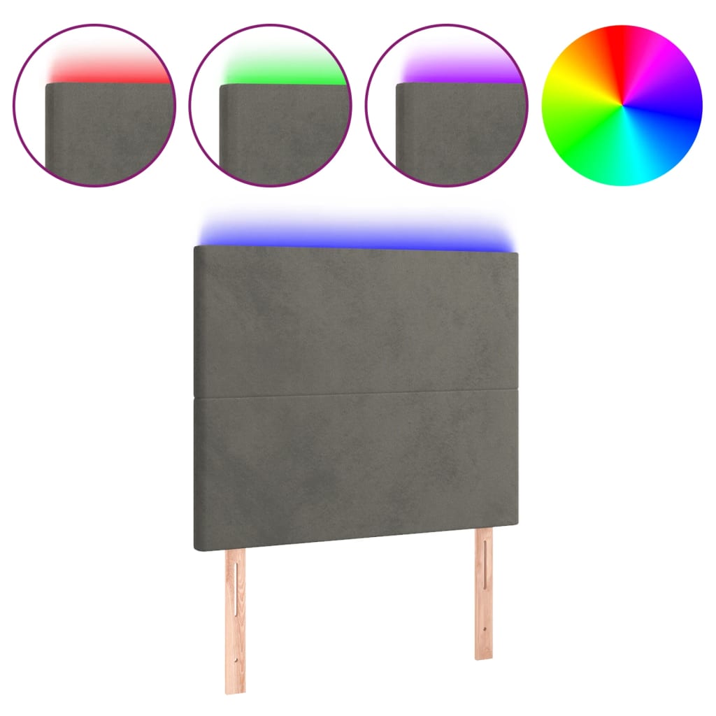 Tête de lit à LED Gris foncé 80x5x118/128 cm Velours Têtes et pieds de lit vidaXL   