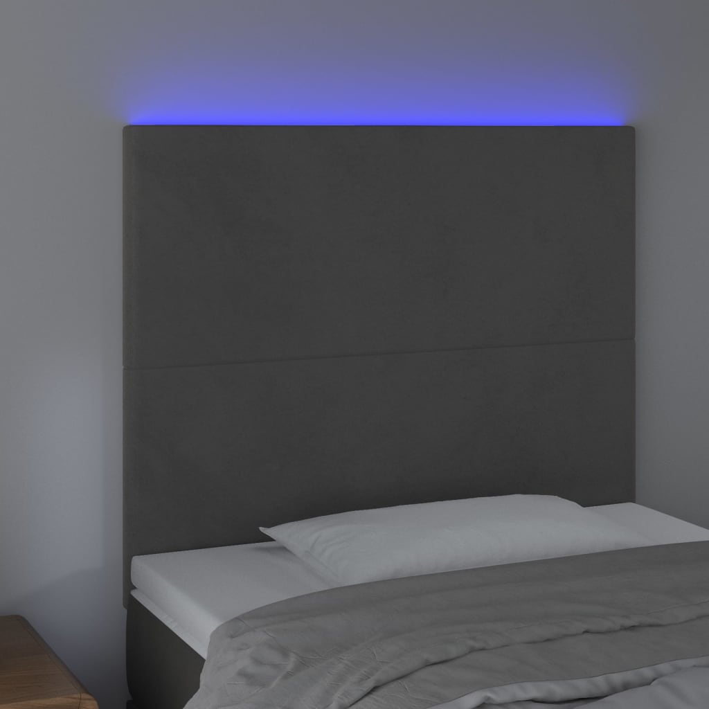 Tête de lit à LED Gris foncé 80x5x118/128 cm Velours Têtes et pieds de lit vidaXL   