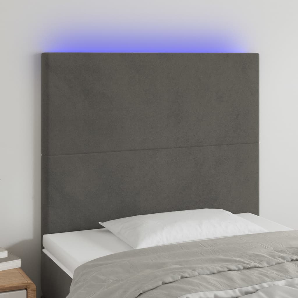 Tête de lit à LED Gris foncé 80x5x118/128 cm Velours Têtes et pieds de lit vidaXL   