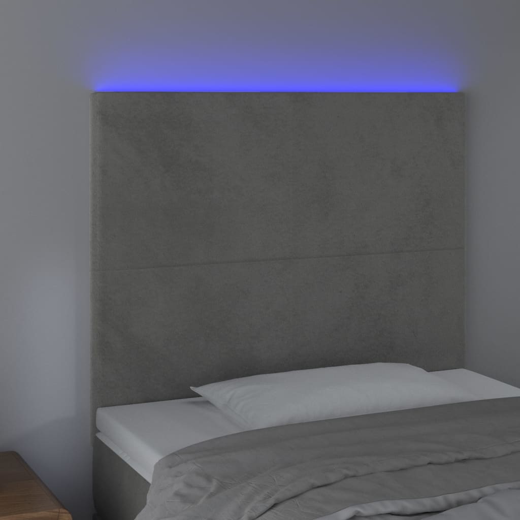 Tête de lit à LED Gris clair 90x5x118/128 cm Velours Têtes et pieds de lit vidaXL   