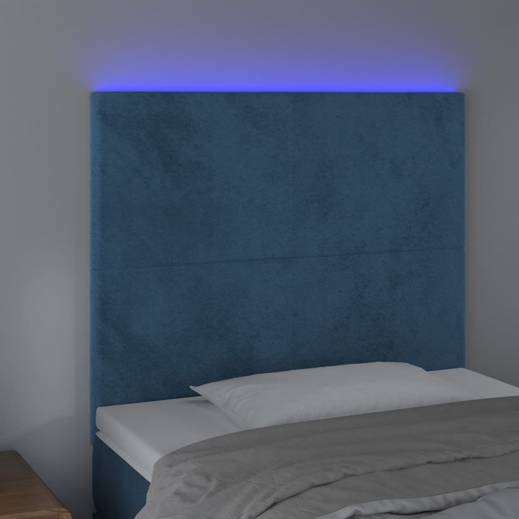 Tête de lit à LED Bleu foncé 90x5x118/128 cm Velours Têtes et pieds de lit vidaXL   