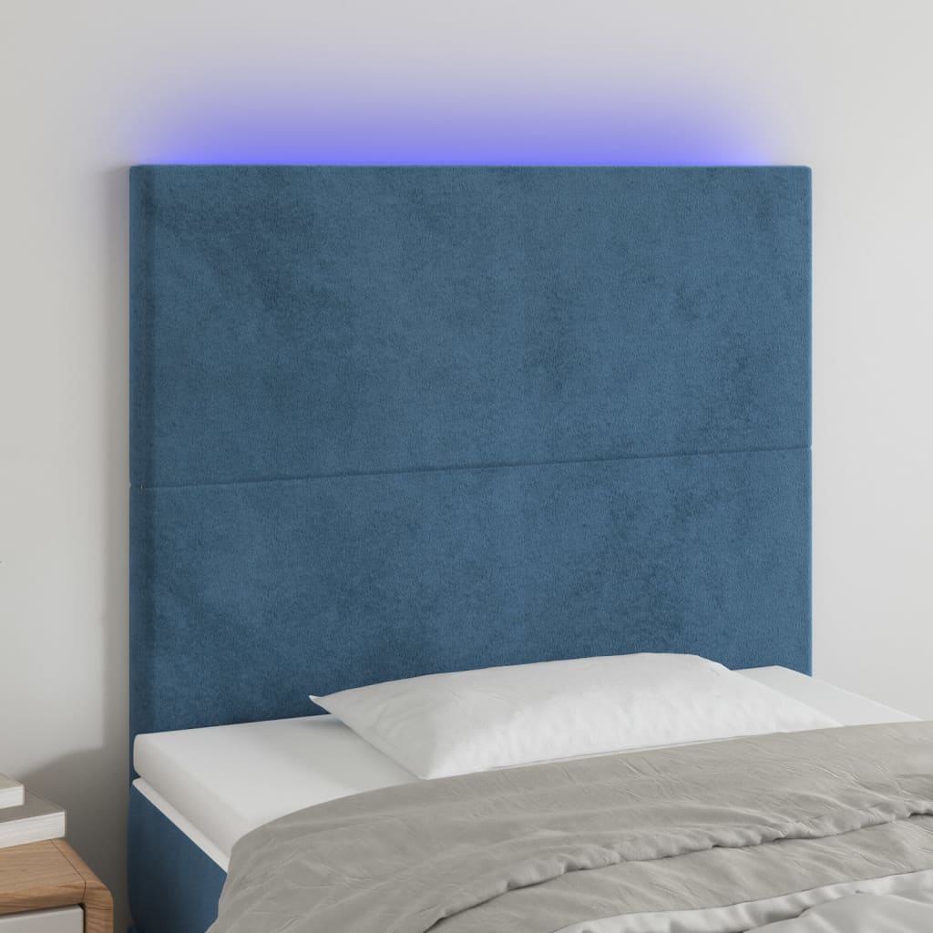 Tête de lit à LED Bleu foncé 90x5x118/128 cm Velours Têtes et pieds de lit vidaXL   