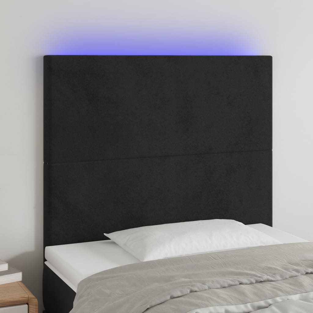 Tête de lit à LED Noir 100x5x118/128 cm Velours Têtes et pieds de lit vidaXL   