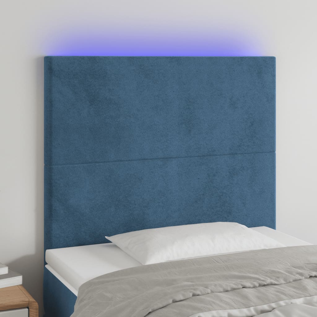 Tête de lit à LED Bleu foncé 100x5x118/128 cm Velours Têtes et pieds de lit vidaXL   