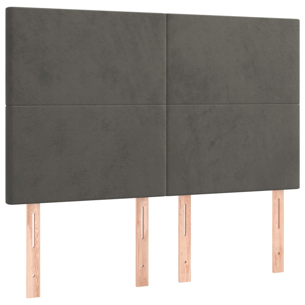 Tête de lit à LED Gris foncé 144x5x118/128 cm Velours Têtes et pieds de lit vidaXL   