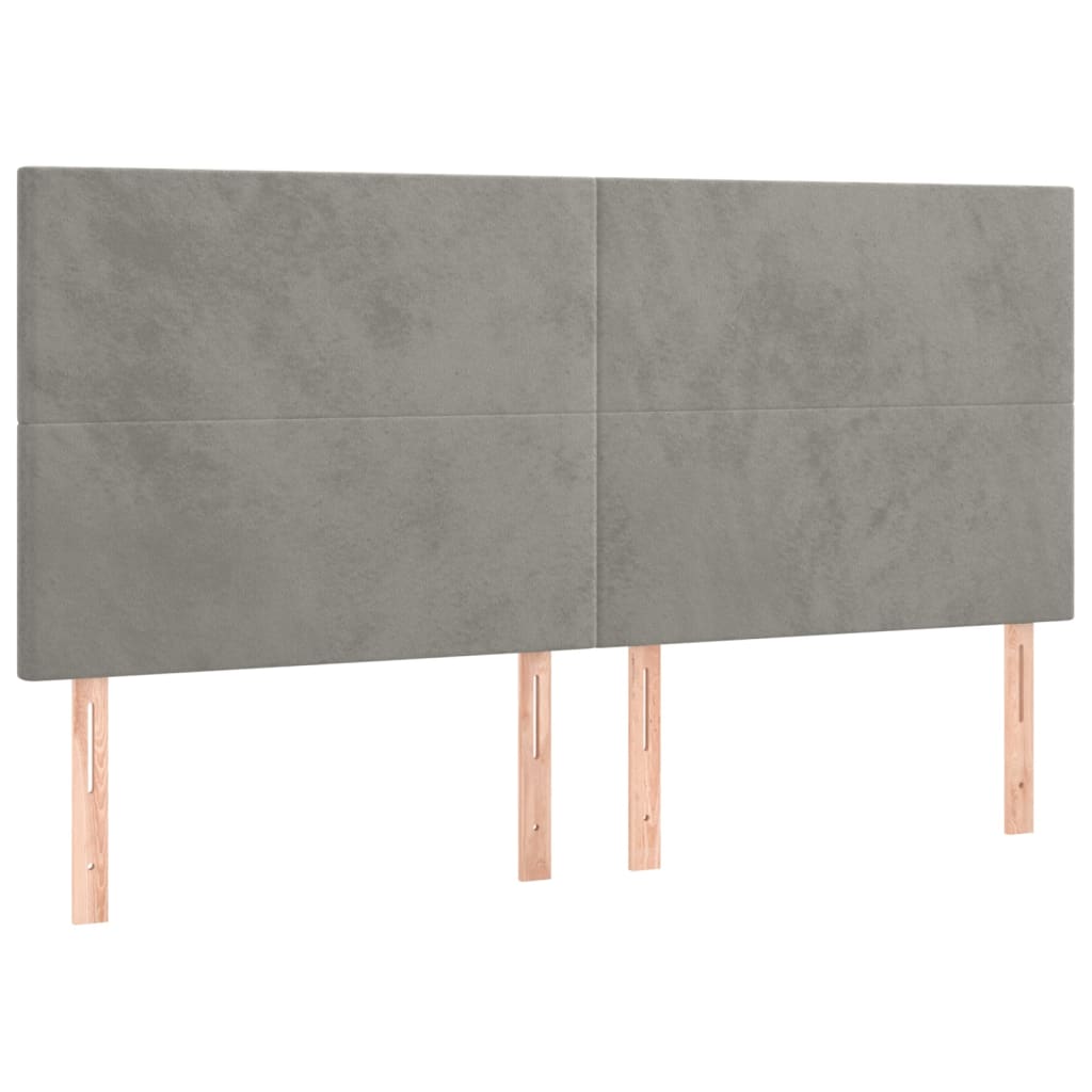 Tête de lit à LED Gris clair 160x5x118/128 cm Velours Têtes et pieds de lit vidaXL   