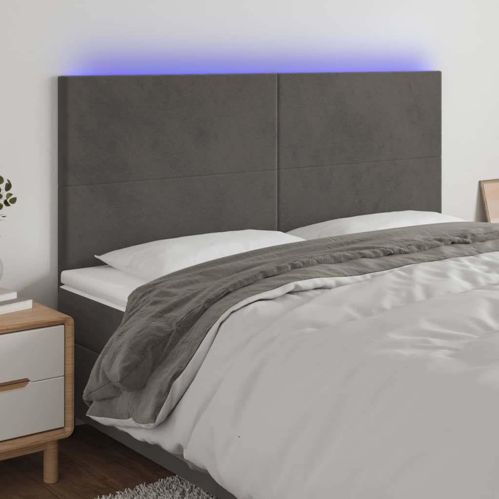 Tête de lit à LED Gris foncé 180x5x118/128 cm Velours Têtes et pieds de lit vidaXL   