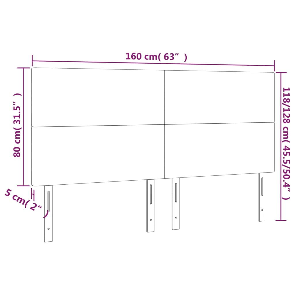 Tête de lit à LED Noir 160x5x118/128 cm Similicuir Têtes et pieds de lit vidaXL   