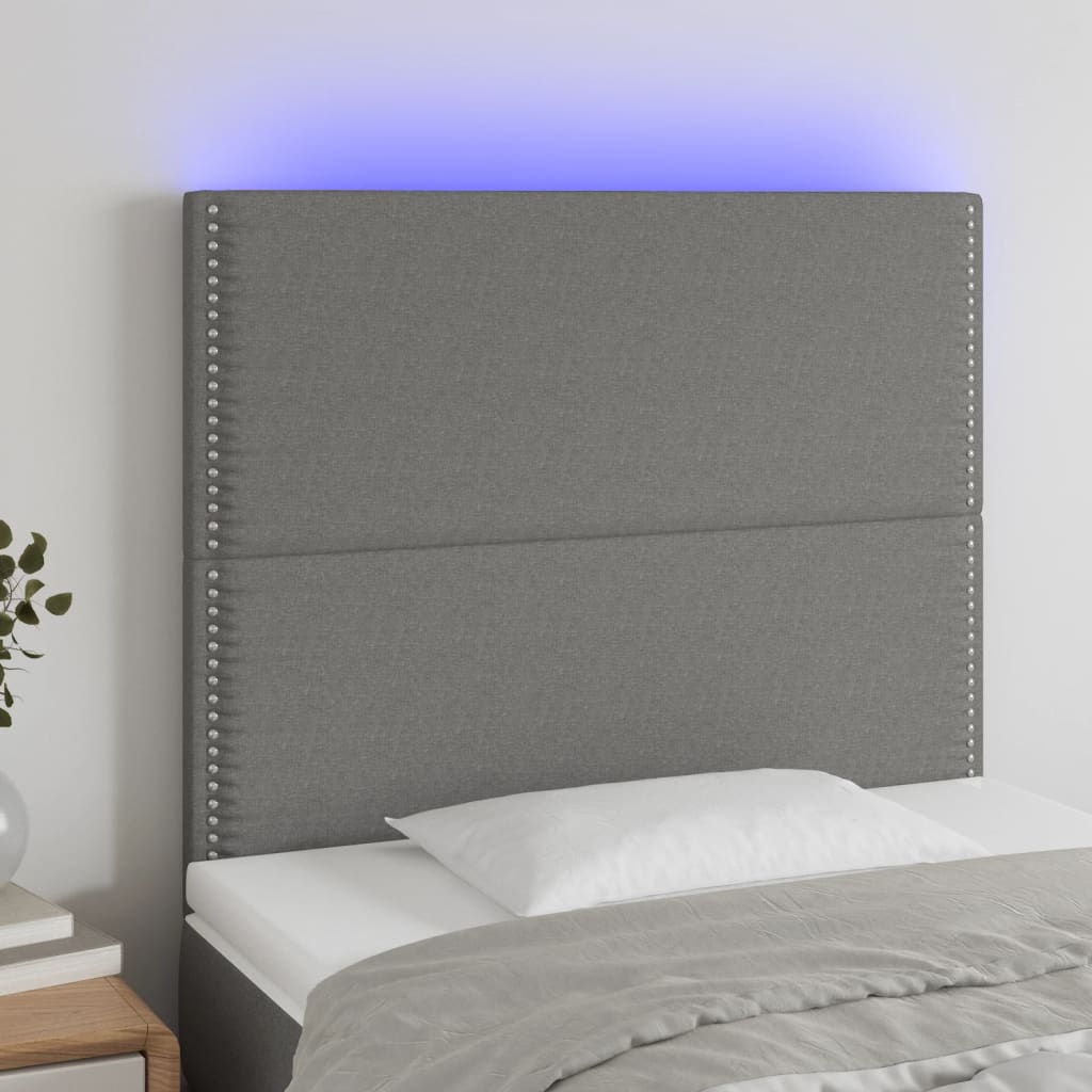 Tête de lit à LED Gris foncé 80x5x118/128 cm Tissu Têtes et pieds de lit vidaXL   