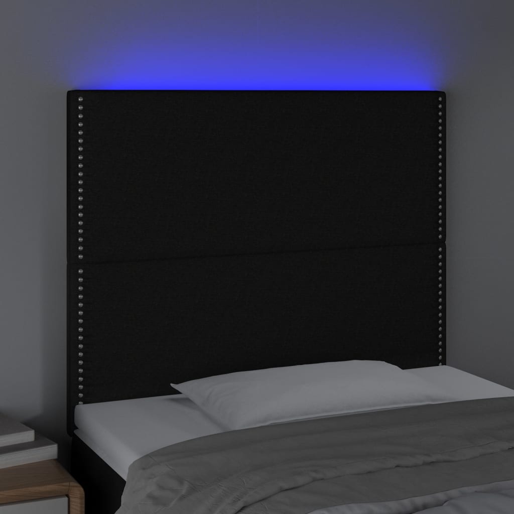 Tête de lit à LED Noir 80x5x118/128 cm Tissu Têtes et pieds de lit vidaXL   