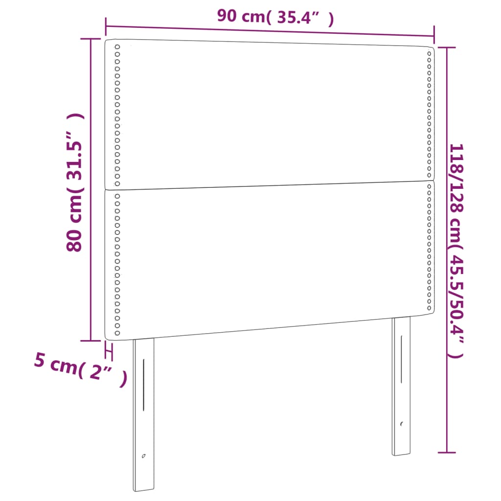 Tête de lit à LED Gris clair 90x5x118/128 cm Tissu Têtes et pieds de lit vidaXL   