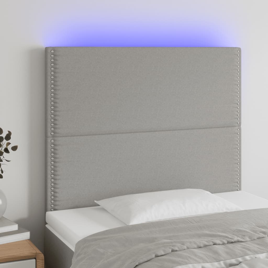 Tête de lit à LED Gris clair 90x5x118/128 cm Tissu Têtes et pieds de lit vidaXL   