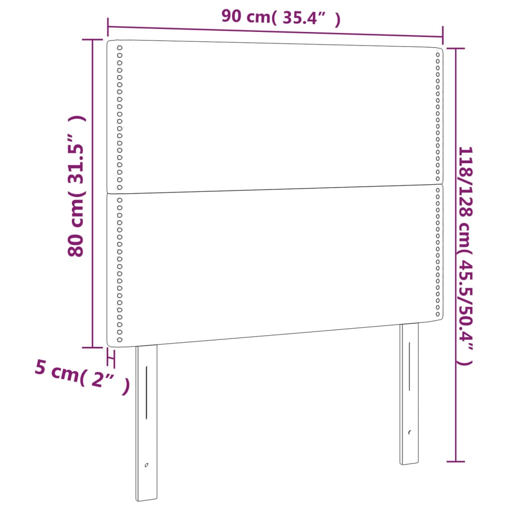 Tête de lit à LED Noir 90x5x118/128 cm Tissu Têtes et pieds de lit vidaXL   