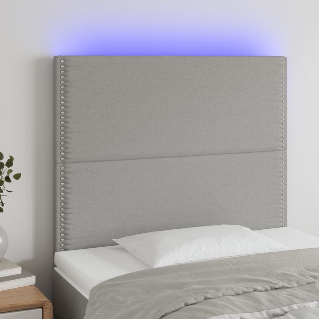 Tête de lit à LED Gris clair 100x5x118/128 cm Tissu Têtes et pieds de lit vidaXL   