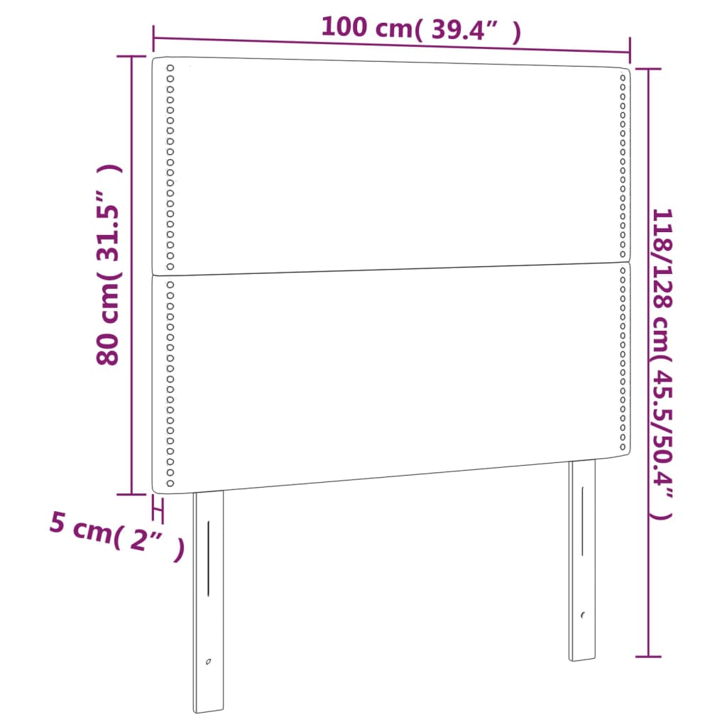 Tête de lit à LED Taupe 100x5x118/128 cm Tissu Têtes et pieds de lit vidaXL   