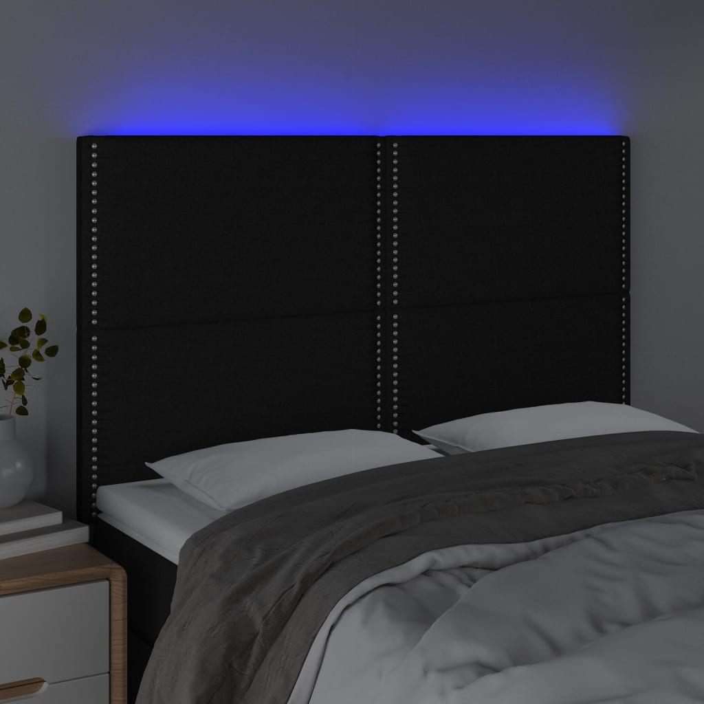 Tête de lit à LED Noir 144x5x118/128 cm Tissu Têtes et pieds de lit vidaXL   