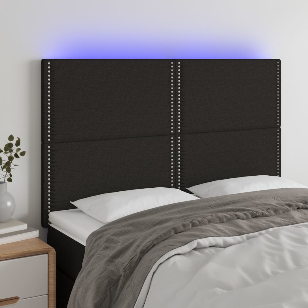 Tête de lit à LED Noir 144x5x118/128 cm Tissu Têtes et pieds de lit vidaXL   