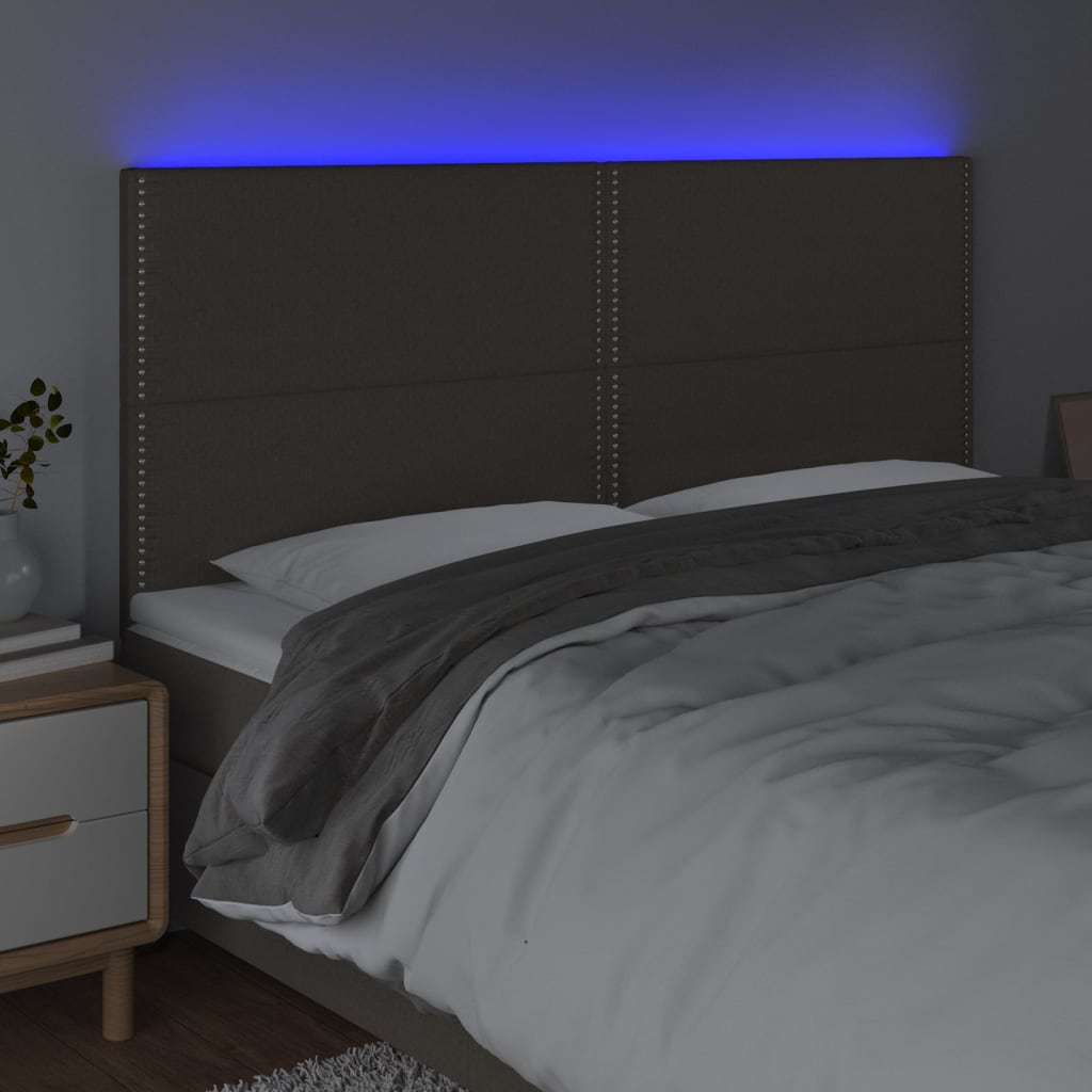 Tête de lit à LED Taupe 160x5x118/128 cm Tissu Têtes et pieds de lit vidaXL   