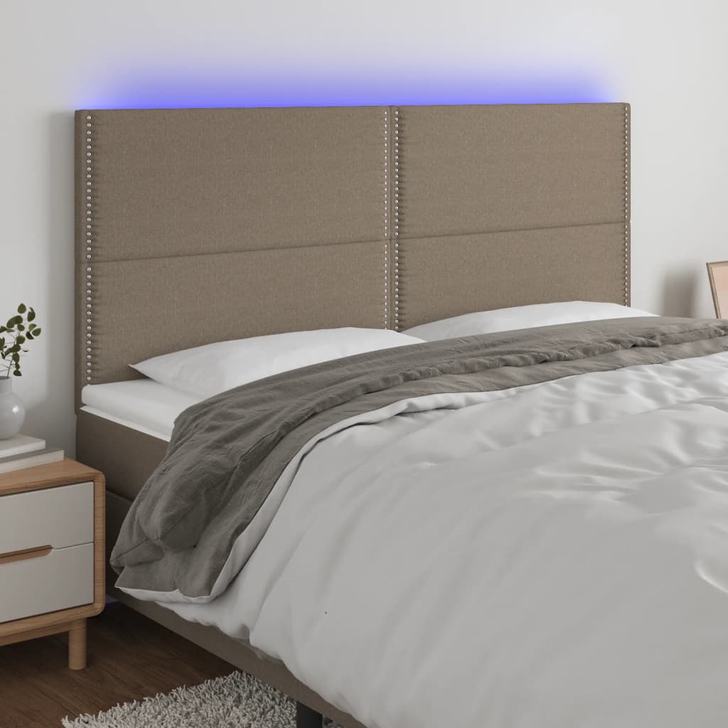 Tête de lit à LED Taupe 160x5x118/128 cm Tissu Têtes et pieds de lit vidaXL   