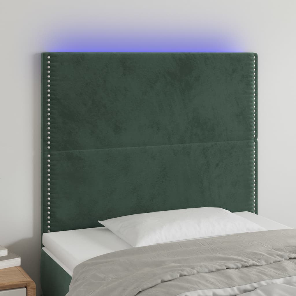 Tête de lit à LED Vert foncé 80x5x118/128 cm Velours Têtes et pieds de lit vidaXL   