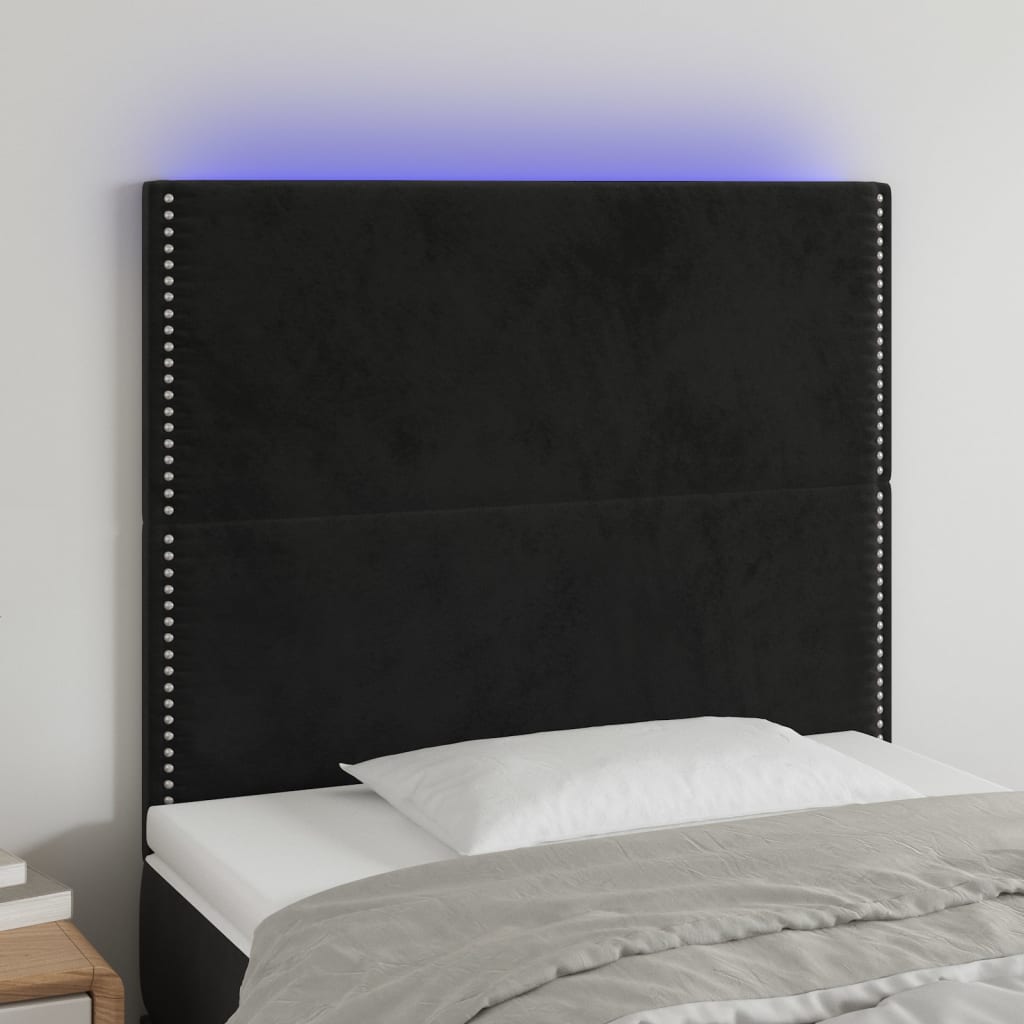 Tête de lit à LED Noir 90x5x118/128 cm Velours Têtes et pieds de lit vidaXL   