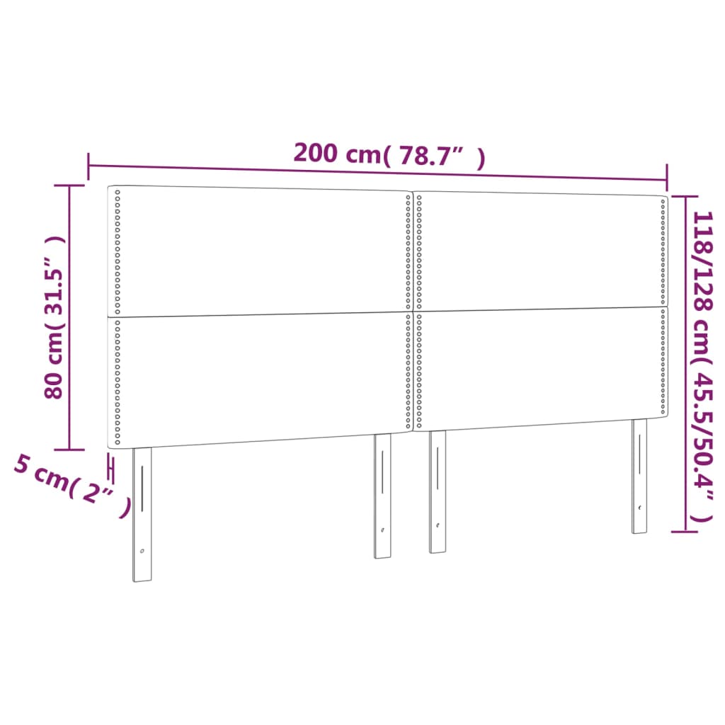 Tête de lit à LED Vert foncé 200x5x118/128 cm Velours Têtes et pieds de lit vidaXL   