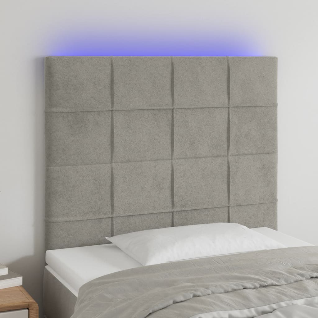 Tête de lit à LED Gris clair 80x5x118/128 cm Velours Têtes et pieds de lit vidaXL   